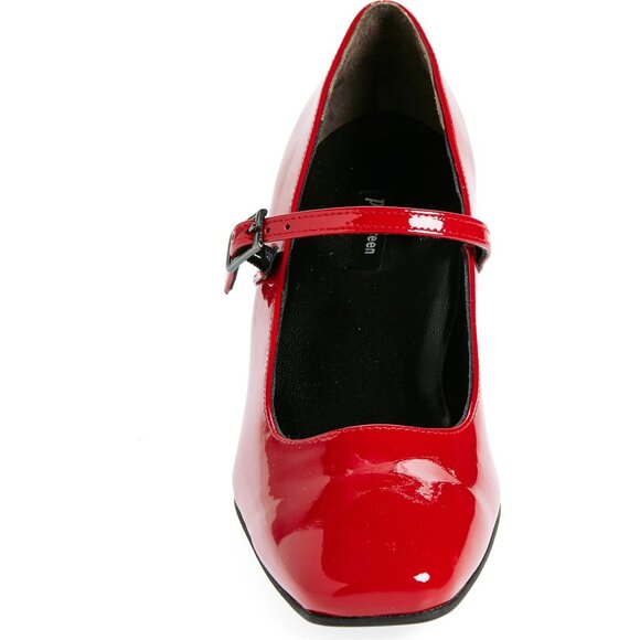 🆕PAUL GREEN Zoe Mary Jane Square Toe Pump Shoes 8 Red Patent - Picture 5 of 16